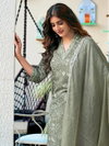 Pista Colour Rayon Printed Kurti With Pant Dupatta Wholesalers In Delhi Aaradhna 2053